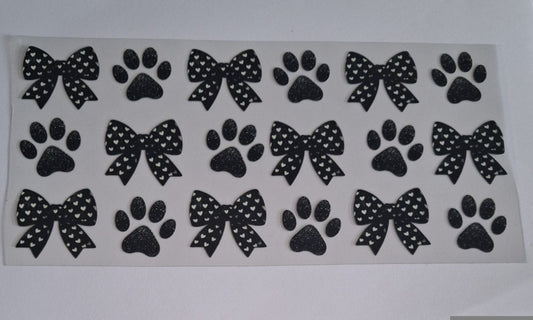 Black paws & bows 16oz libbey cup wrap