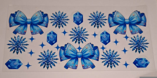 Blue bows christmas style 16oz libbey cup wrap