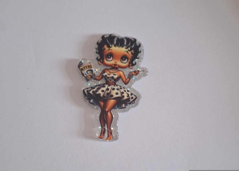 Betty boop leopard print dress Acrylic flatback
