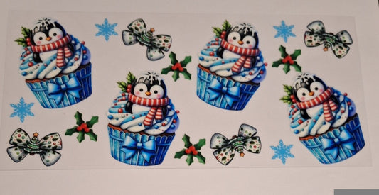 Penguin cupcakes 16oz libbey cup wrap