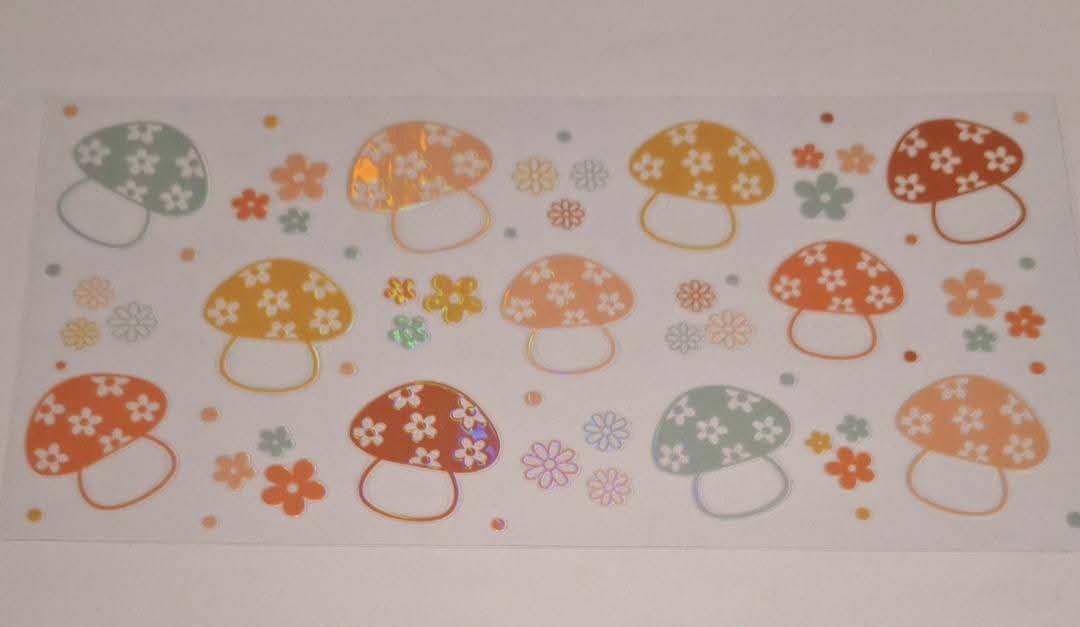 Colourful Mushroom Holographic 16oz libbey cup wrap