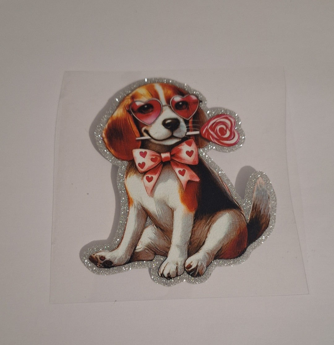 Dog with lollipop Uvdtf Glitter Decals