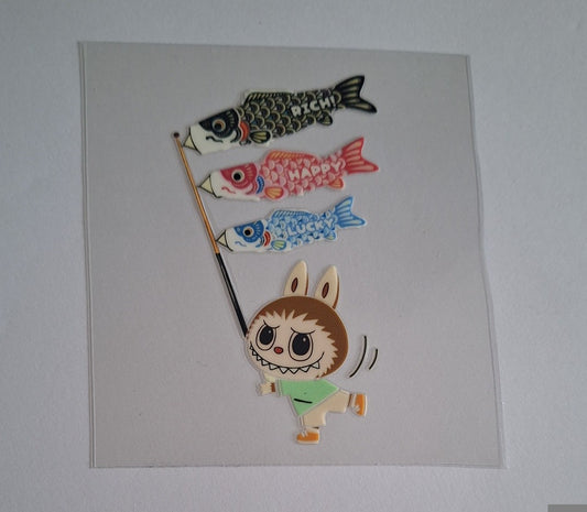 Rich happy lucky labubu Uvdtf pocket Size Decals