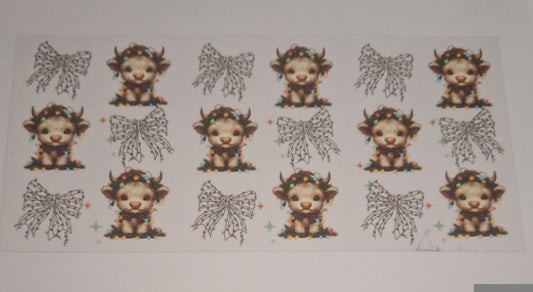 Christmas cows & bows 16oz libbey cup wrap