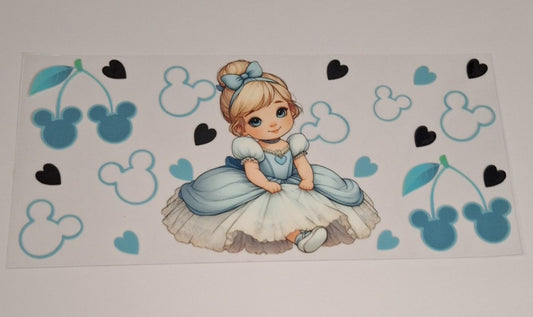 Little girl blue dress  16oz libbey cup wrap