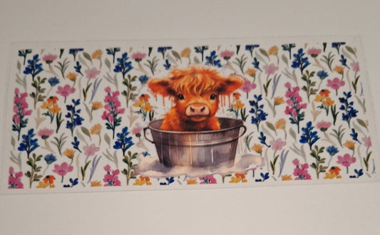 Cow with bucket 1 16oz libbey cup wrap