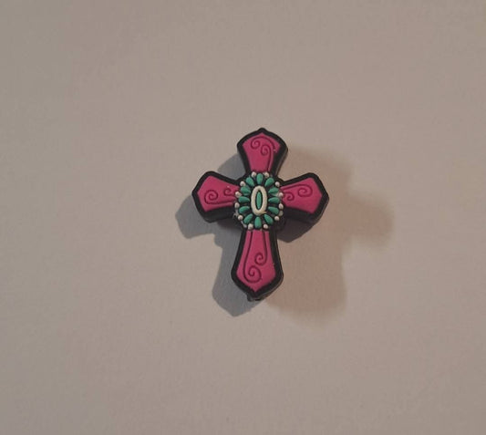 Pink Cross Focal Bead