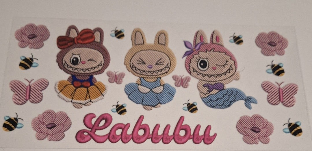 Labubu embroidery 16oz libbey cup wrap