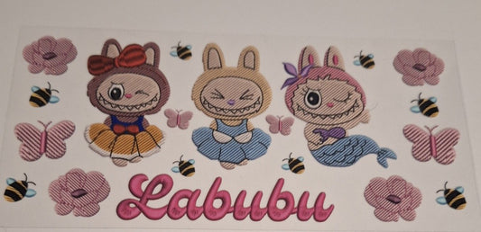 Labubu embroidery 16oz libbey cup wrap