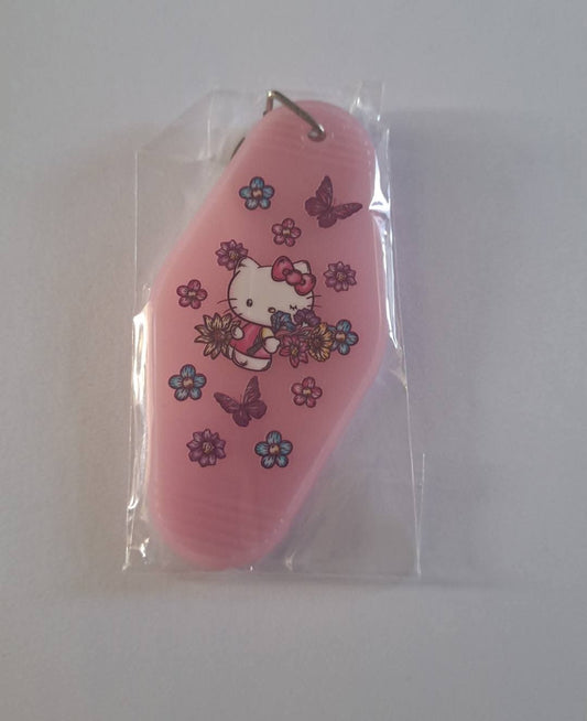 Hk Pink Butterflies Motel Keychain