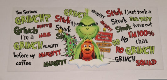 Grinch style 1A 16oz Libbey Cup Wrap