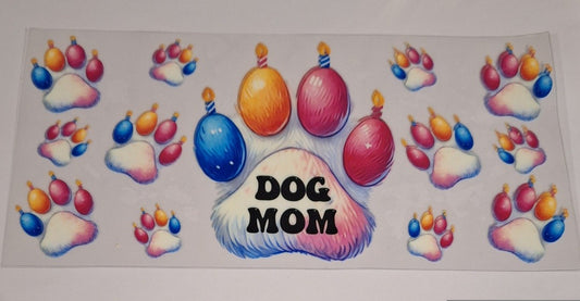 Dog mom paw with candles 16oz libbey cup wrap