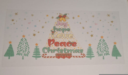 Joy hope love peace christmas 16oz libbey cup wrap