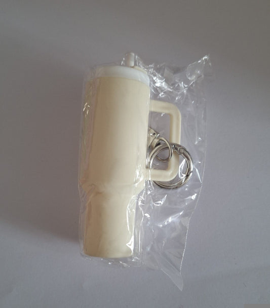 Cream mini stanley cup keychain