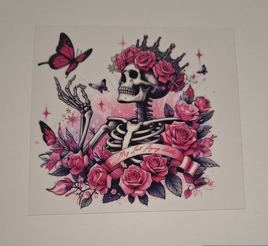 Skeleton in pink Uvdtf pocket Size Decals