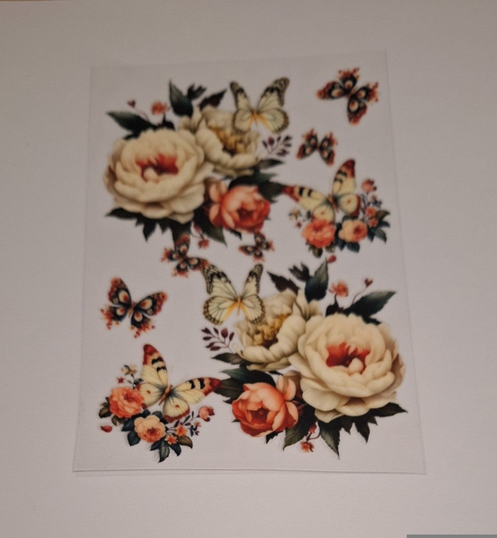 White roses & butterflies A6 book covers