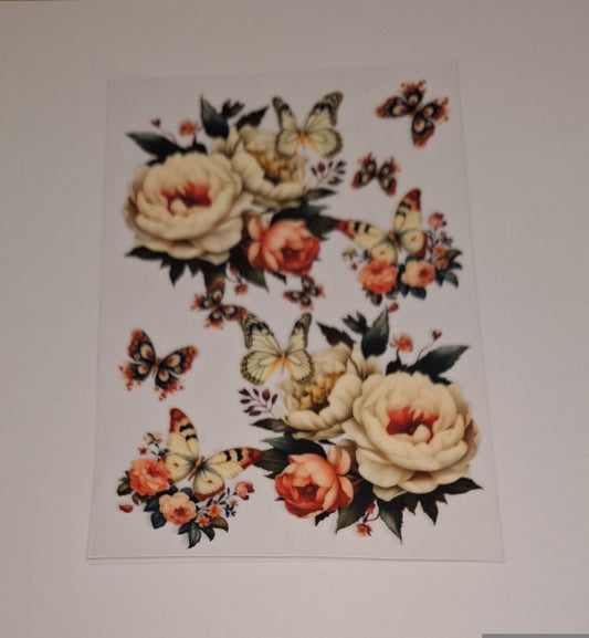 White roses & butterflies A6 book covers