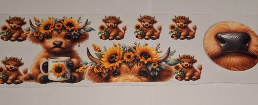 Sunflower cow Mug wrap and bottom