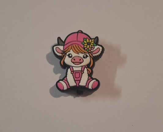 Cow Pink Dungarees Focal Bead