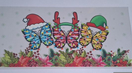 Butterfly christmas 16oz libbey cup wrap