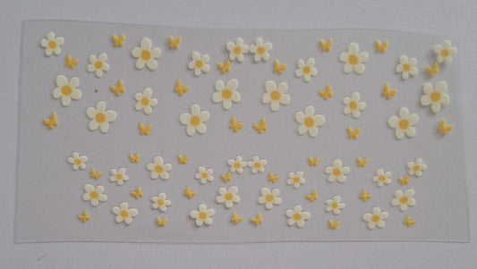 White flowers & yellow butterflies 3oz espresso shot Cup wraps