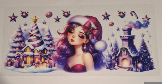 Purple christmas girl 16oz Libbey Cup Wrap