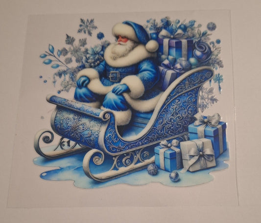 Santa clause blue sleigh Uvdtf pocket Size Decals