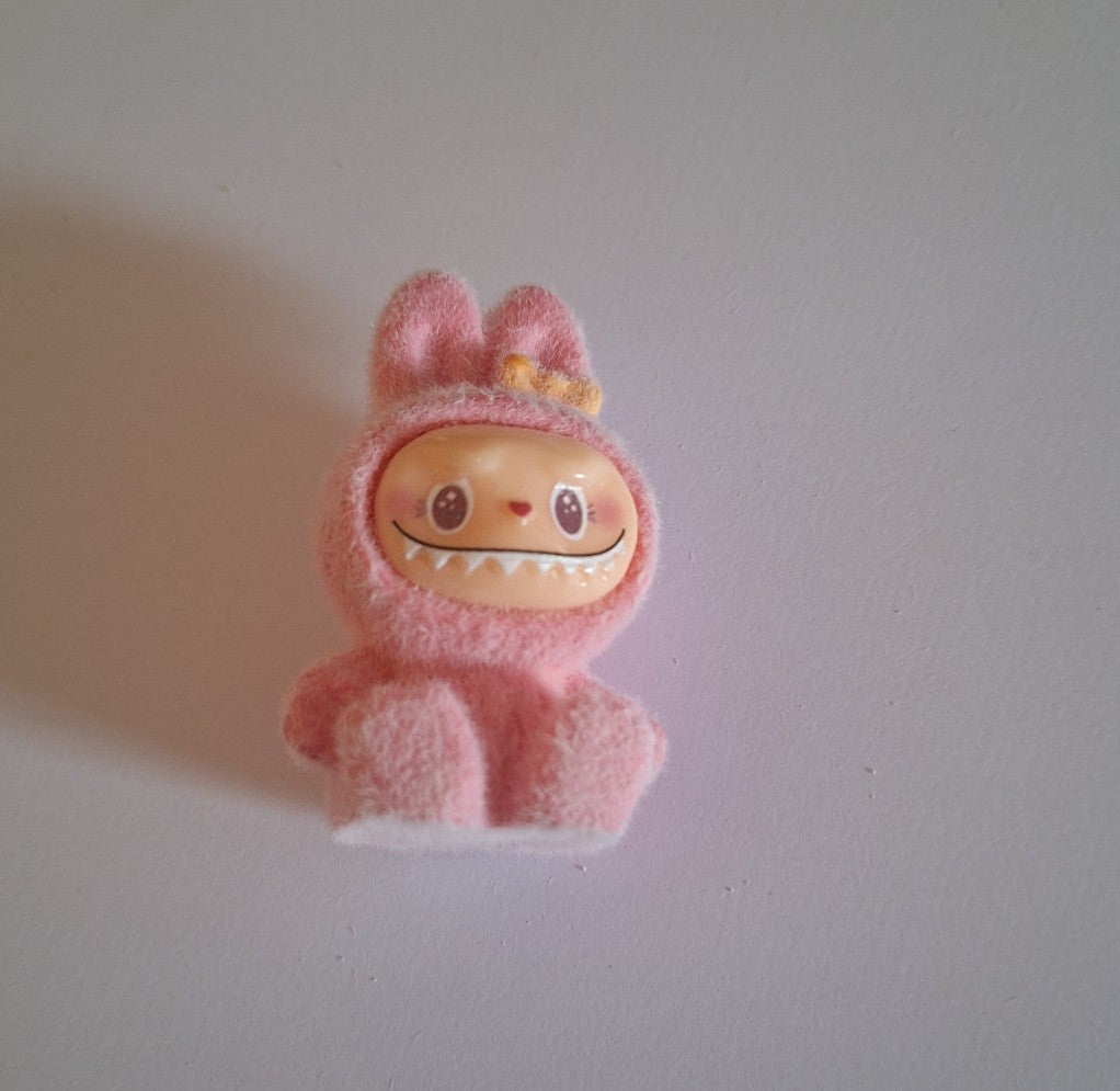 Large 3d labubu pink felt feel beads