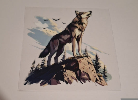 Wolf on rock Uvdtf pocket Size Decals