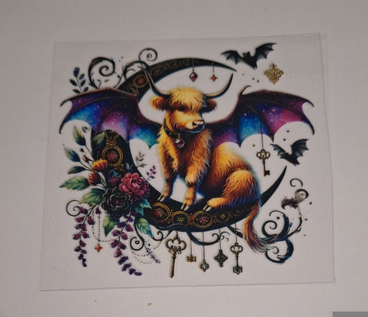 Black cow wing Uvdtf pocket Size Decals
