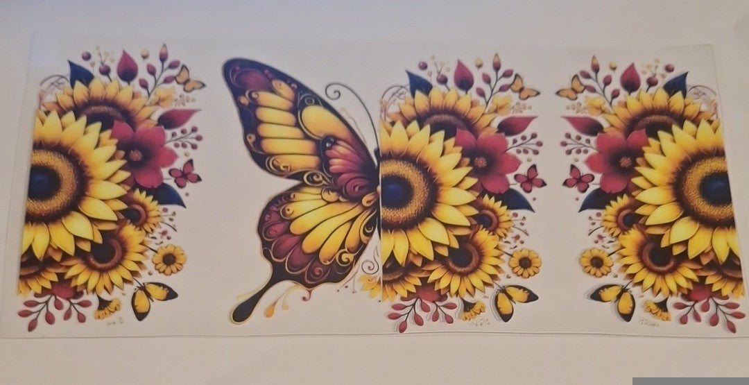 sunflower & butterfly 16oz libbey cup wrap