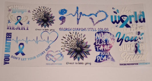 Suicide prevention awareness 16oz libbey cup wrap