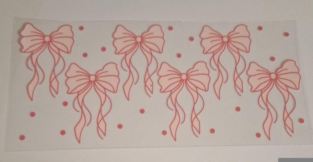 Pink bows 16oz libbey cup wrap