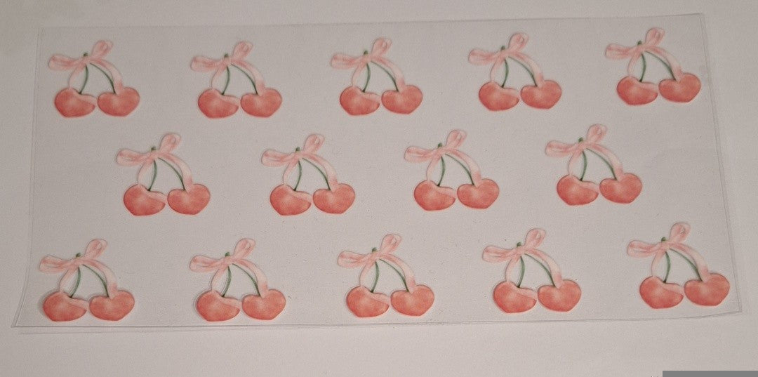 Heart cherries with pink bow 16oz libbey cup wrap