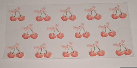 Heart cherries with pink bow 16oz libbey cup wrap
