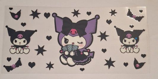 Kuromi Purple Card Playing Double Sided 16oz Libbey Cup Wrap
