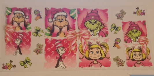Grinch & cat in the hat mix 16oz libbey cup wrap