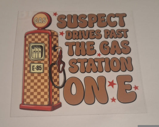 Suspect drives past the gas station on e Uvdtf pocket Size Decals