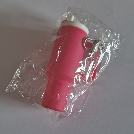 Hot pink mini stanley cup keychain