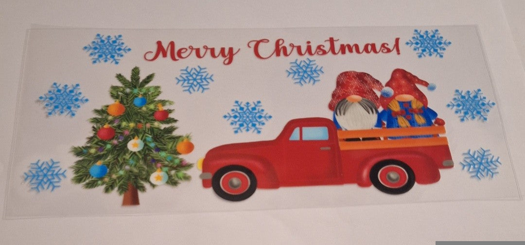 Merry christmas gonk truck 16oz libbey cup wrap