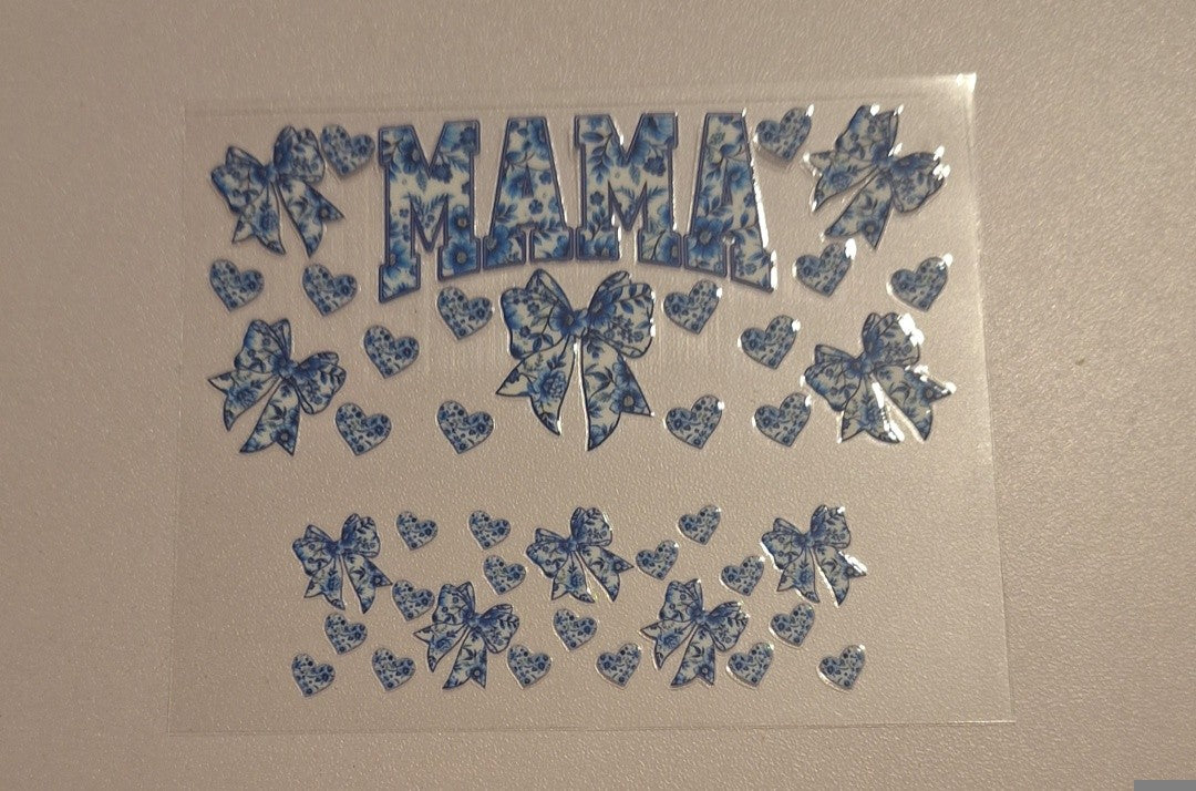 Mama blue floral Mini stanley cup keychain wrap