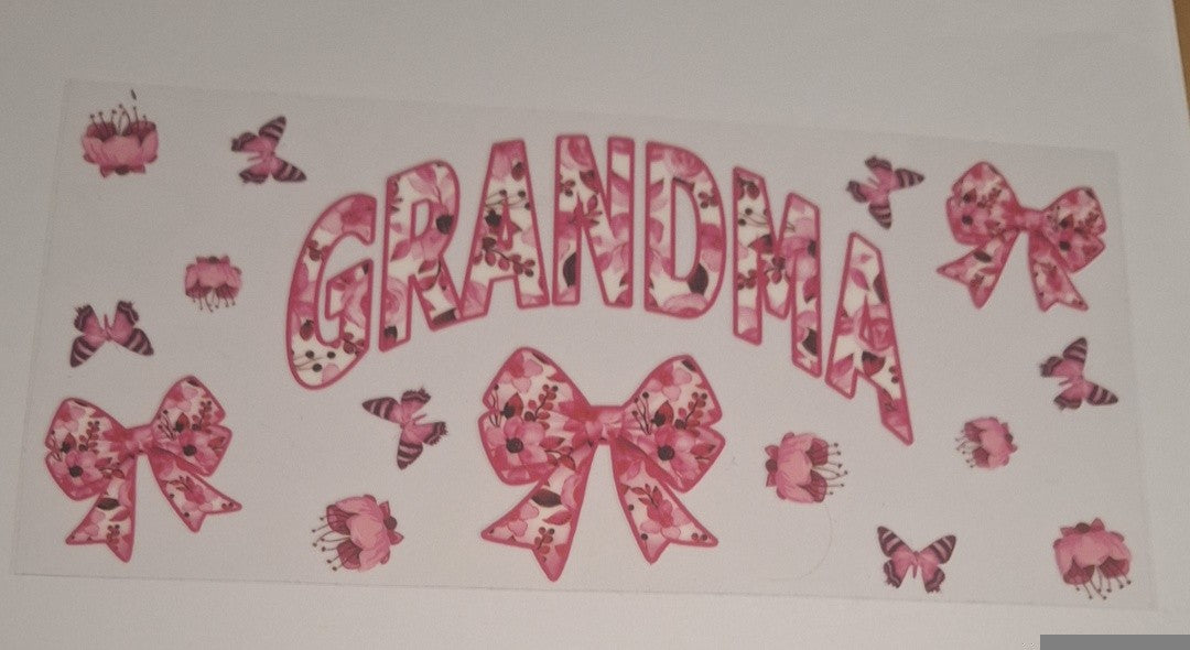 Grandma pink floral 16oz libbey cup wrap