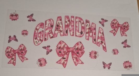 Grandma pink floral 16oz libbey cup wrap