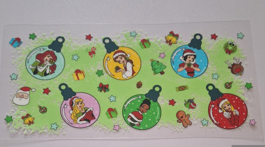 Christmas princess baubles 16oz Libbey Cup Wrap