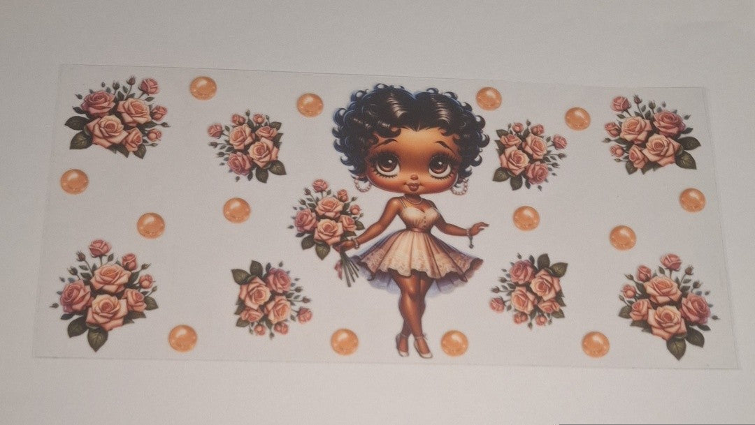 Betty boop with flowers 16oz libbey cup wrap