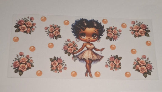 Betty boop with flowers 16oz libbey cup wrap