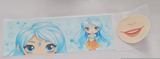 Little girl with blue hair 11oz Mug wrap & bottom