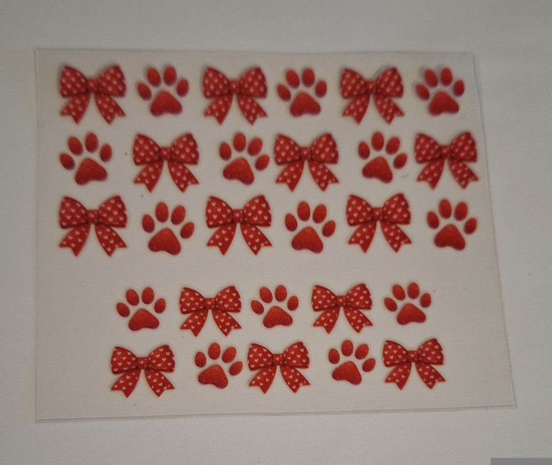 Red paw print & bows Mini stanley keychain wrap