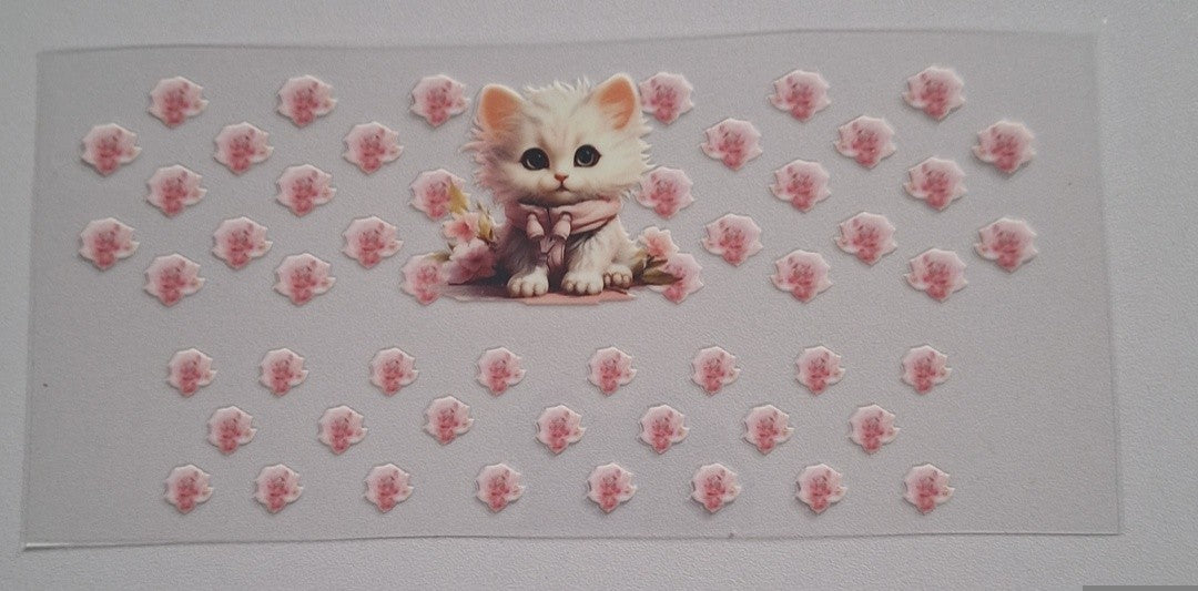 Kitten pink bow 3oz shot cup wrap