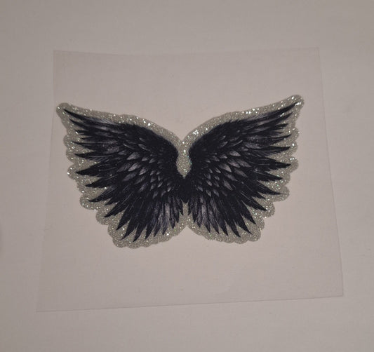 Black wings Uvdtf Glitter Decals